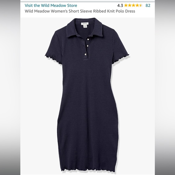 NWT Wild Meadow navy ribbed knit polo dress with decorative buttons size medium - Picture 2 of 7